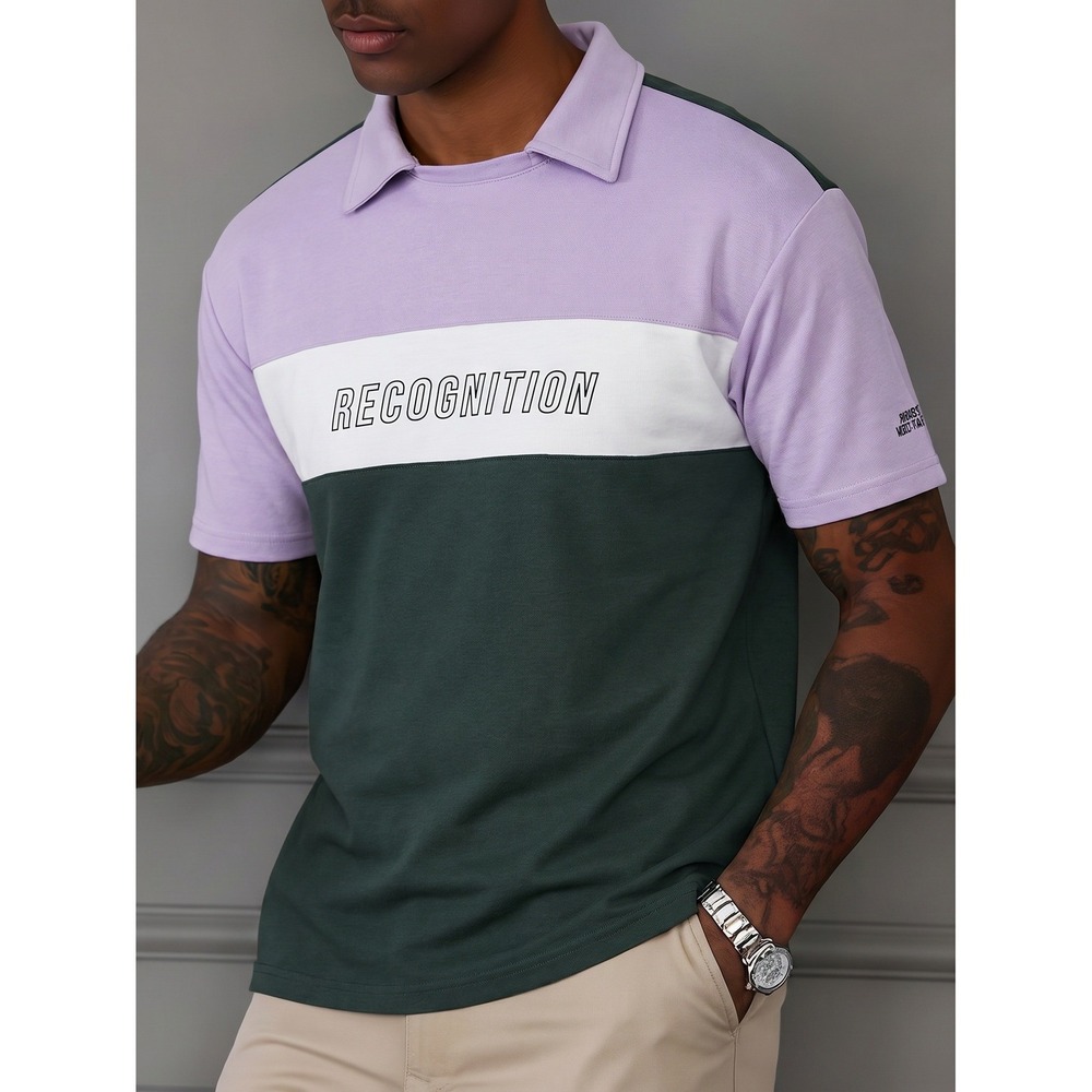 BKBT Bunker Buster Polo Shirt Mens 95 Purple Green Colorblock Recognition